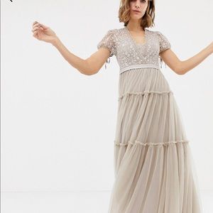 Needle & Thread embroidered tulle
maxi dress in cinder rose size US 2